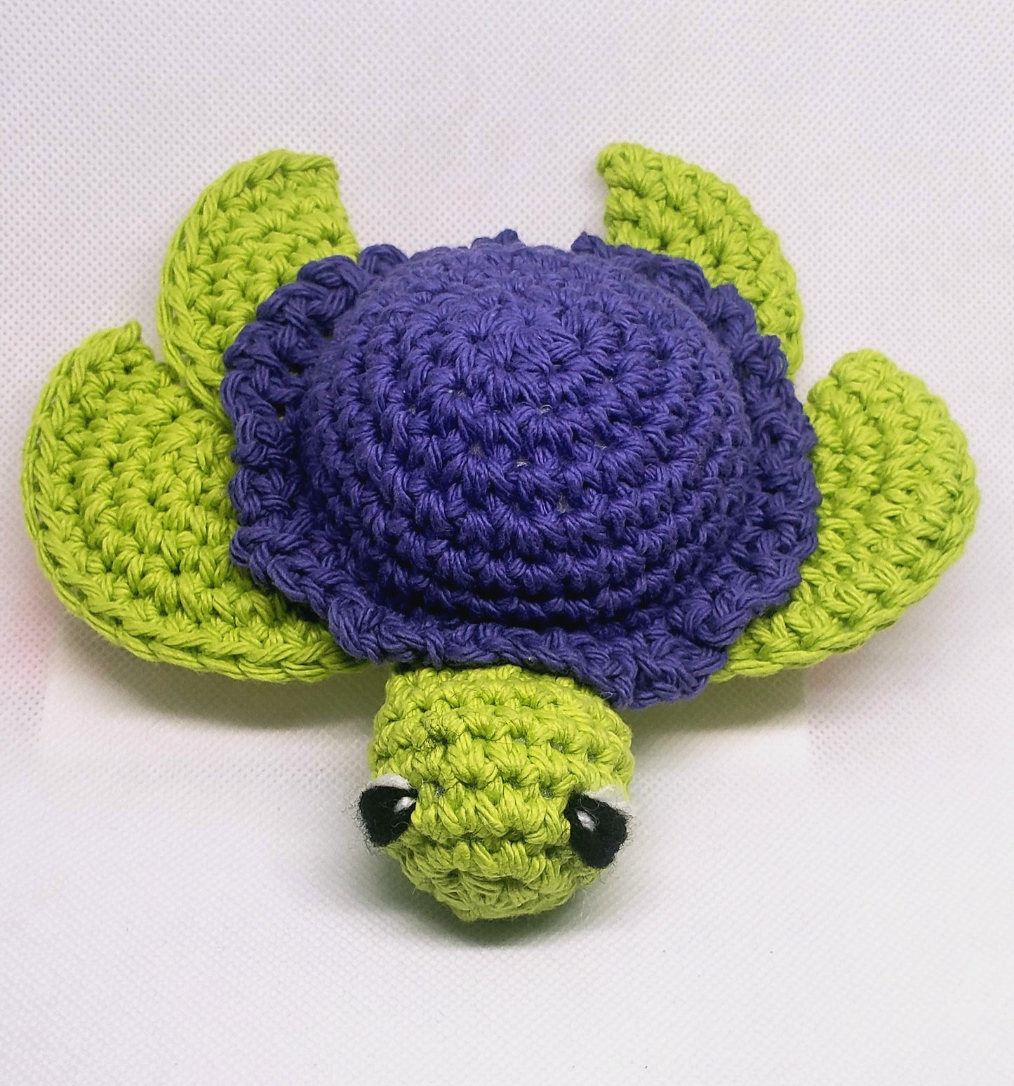 Medium green and purple cotton turtle