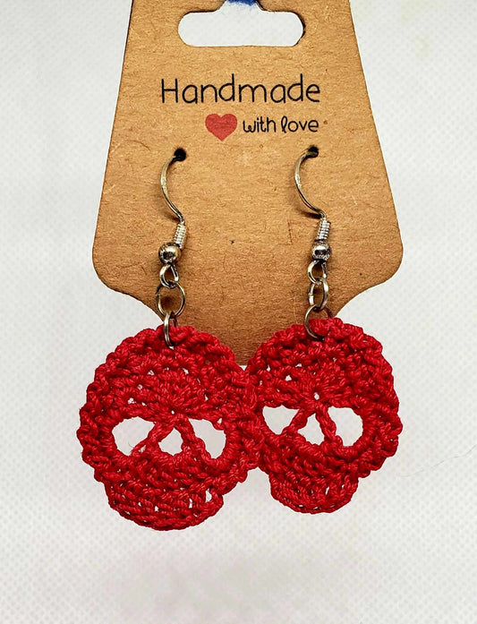 Small red skull earrings