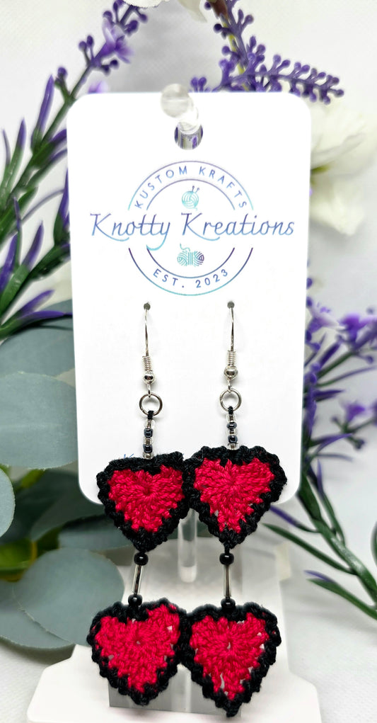 Crochet Heart Earrings