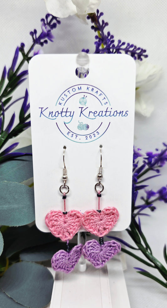 Crochet Heart Earrings